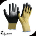 SRSAFETY 13G knitted polyester U3 coated black nitrile gloves/colored nitrile gloves/nitrile work gloves